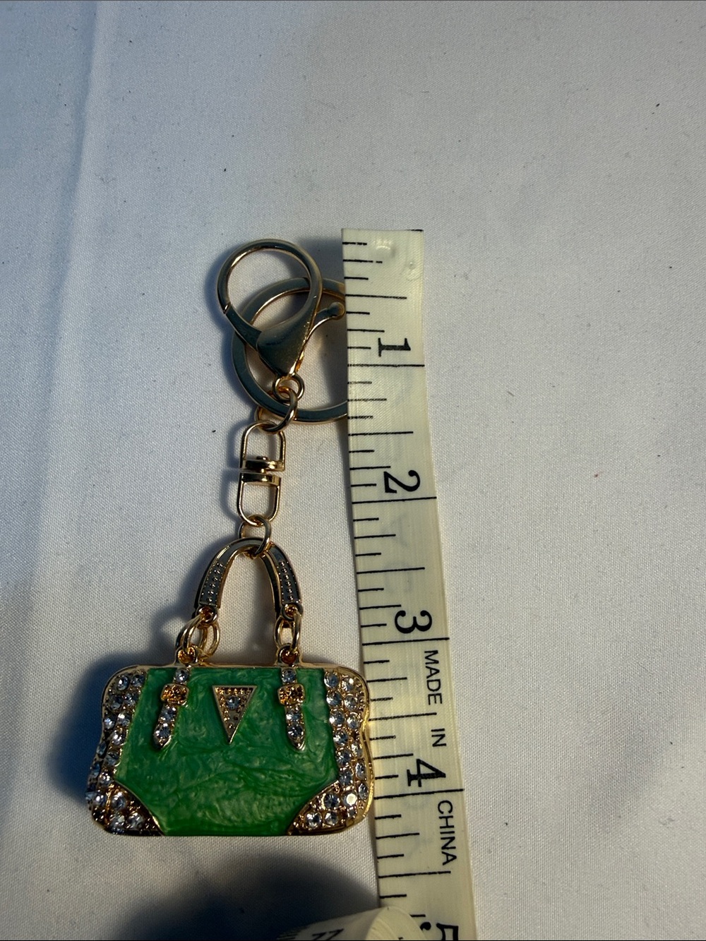 Gold-Tone Key & Card Holder Charm with Green Enamel Purse - Picture 3 of 3